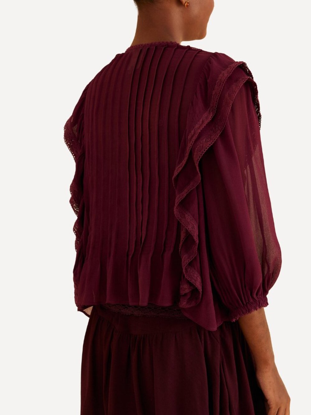 FARM Rio Burgundy Ruffled Blouse - Picture 12 of 13
